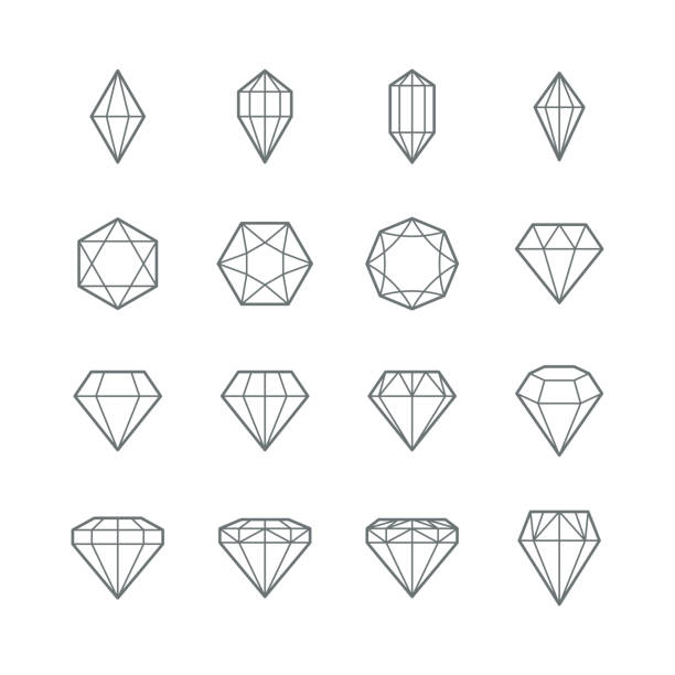 ilustraciones, imágenes clip art, dibujos animados e iconos de stock de iconos vectoriales gema - gem jewelry hexagon square