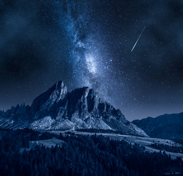 istock Milky way over Passo delle Erbe, Dolomites. Wildlife at night. 1320768357