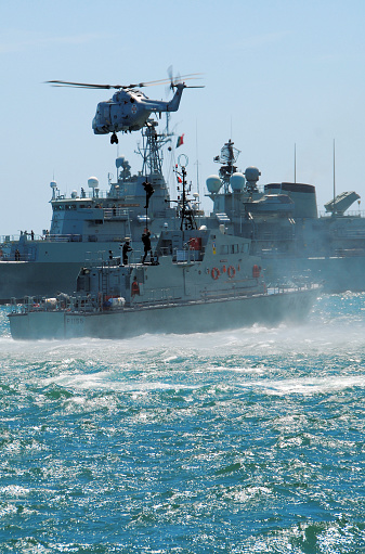 Kocaeli, Turkey - July 7, 2020: Old Turkish navy Force ship representing on sekapark in Kocaeli, Turkey.