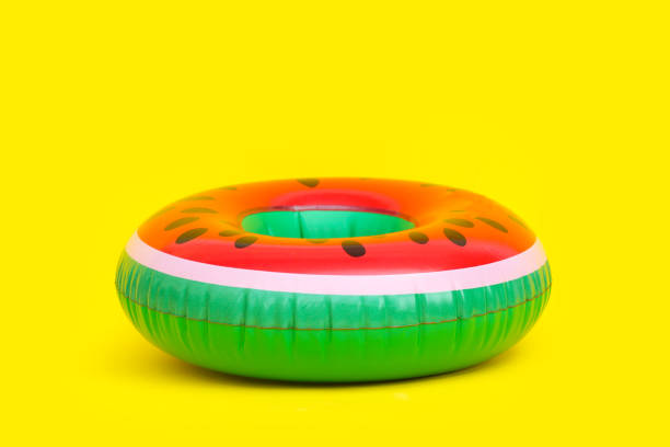 istock Inflatable of watermelon on yellow background. 1320771269