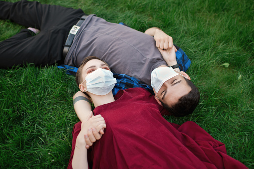 Young boy and girl during COVID-19 pandemic