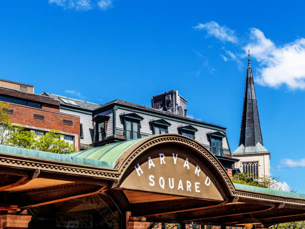 Harvard Square - close-up of Harvard Square kiosk sign Harvard Square, close-up of Hrarvard Square kiosk sign cambridge massachusetts stock pictures, royalty-free photos & images