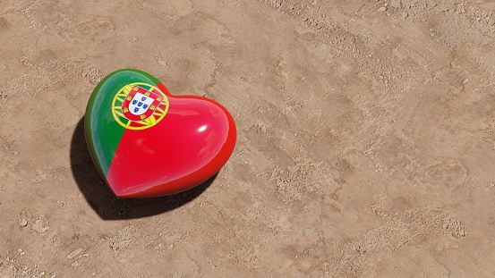 Heart on the beach with Portugal flag