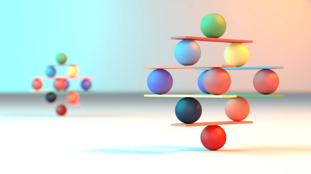 istock Jenga game color block tower with balls 1320780004