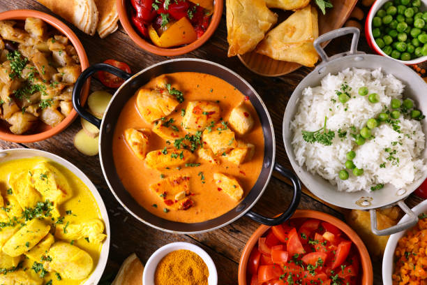 istock assorted of indian food- top view 1320781421