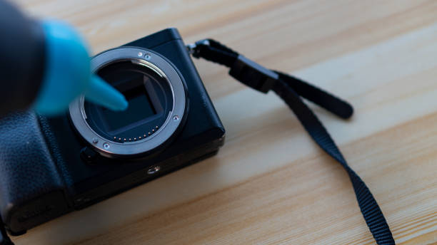 istock Clean the camera sensor and blow it with a rubber ball. 1320782157