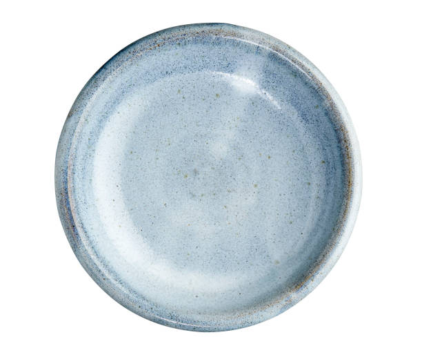 istock Empty ceramics plates, Blue plate isolated on white background with clipping path, Top view 1320782293