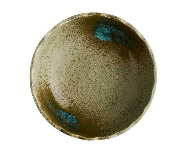 istock Green ceramic bowl, Empty bowl isolated on white background with clipping path, Top view 1320782593