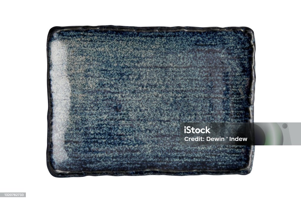 Empty Rectangular Plate Empty Rectangular Plate Blue Ceramics Plate Isolated On White ...