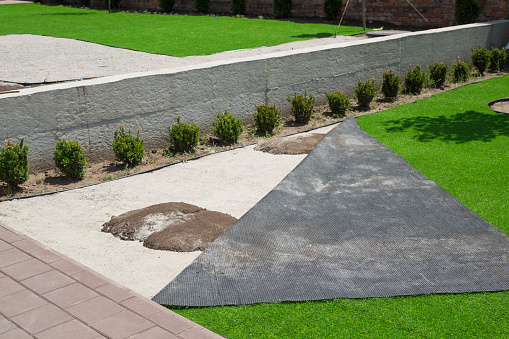 Lawn and stone edging