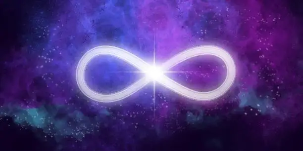 Photo of Infinity sign against space background