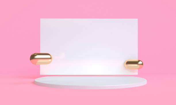 istock Minimal Abstract Podium Scene pink Background 1320787598
