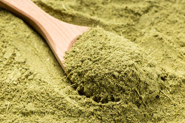 istock wooden spoon with milled stevia rebaudiana herb 1320787643