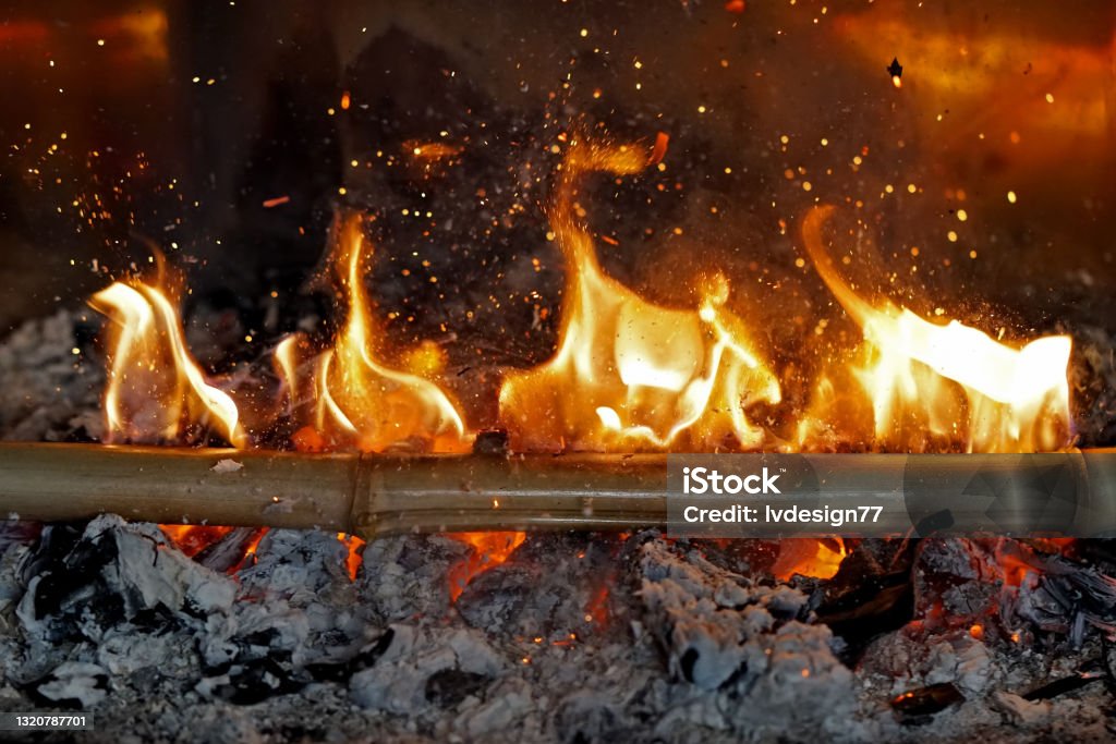 Exploding Bamboo Stem Exploding Bamboo In A Open Fire 2 Stock Photo - Download Image Now ...