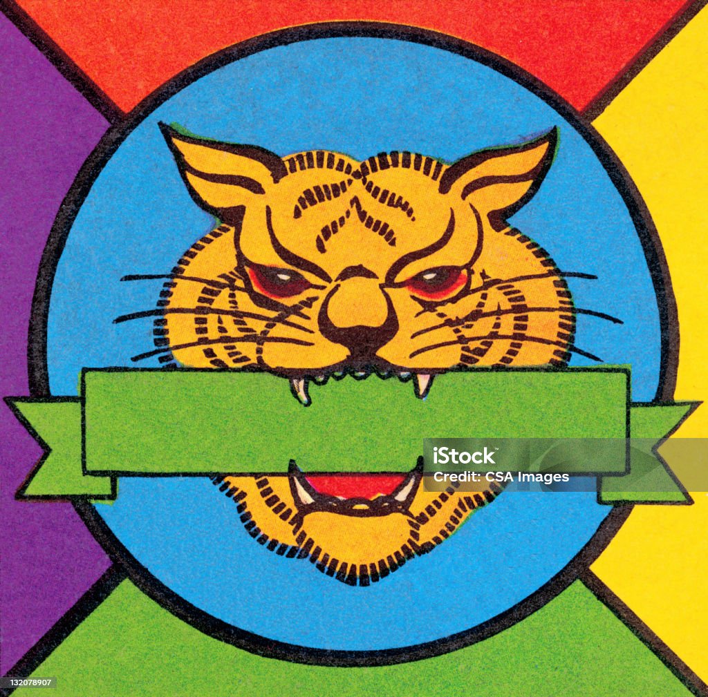 Tygrys z Banner - Zbiór ilustracji royalty-free (Powrót do retro)