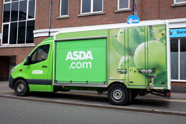 Asda home groceries delivery van Watford, Hertfordshire, England, UK - May 30th 2021: Asda home groceries delivery van asda photos stock pictures, royalty-free photos & images