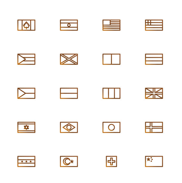 minimal line flags 42×26 pixel world flags gilded icon set canada-flag-line stock illustrations