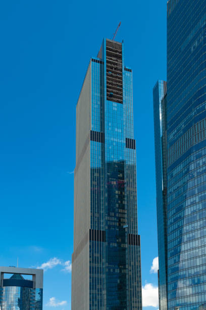 istock Skyscraper under construction at Moscow-City complex against a blue sky 1320798240