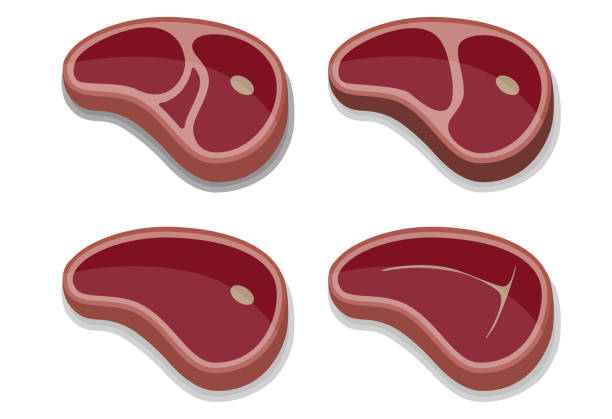 говядина мясо стейк иконы набор. иллюстрация вектора - information medium illustrations stock illustrations