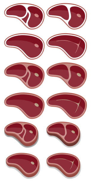 говядина мясо стейк иконы набор. иллюстрация вектора - information medium illustrations stock illustrations