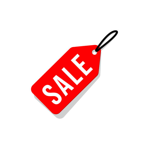 illustrazioni stock, clip art, cartoni animati e icone di tendenza di cartellini dei prezzi di vendita rossi isolati su sfondo bianco. - price