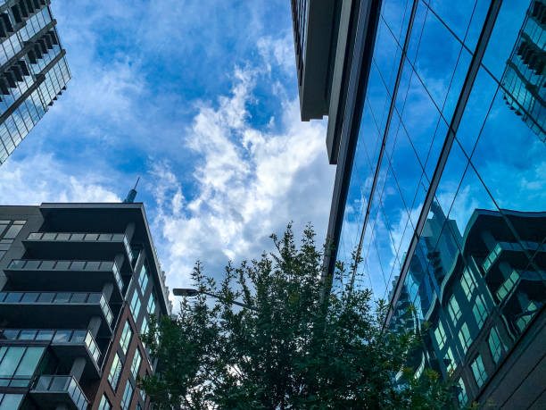 istock High Rise Buildings reflecting cloudy sky 1320803797