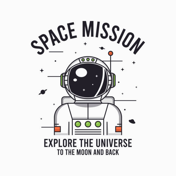 Astronaut in space - design for t-shirt with slogan. Typography graphics for tee shirt with spaceman. Apparel print in cosmic theme. Vector Astronaut in space - design for t-shirt with slogan. Typography graphics for tee shirt with spaceman. Apparel print in cosmic theme. Vector illustration. astronaut backgrounds stock illustrations