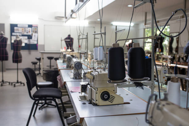 istock Fashion design college classroom workshop with sewing machine 1320805960