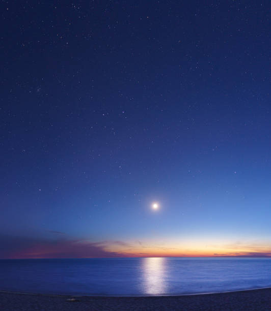 istock Moon, Stars and Reflection on Lake Michigan 1320806669