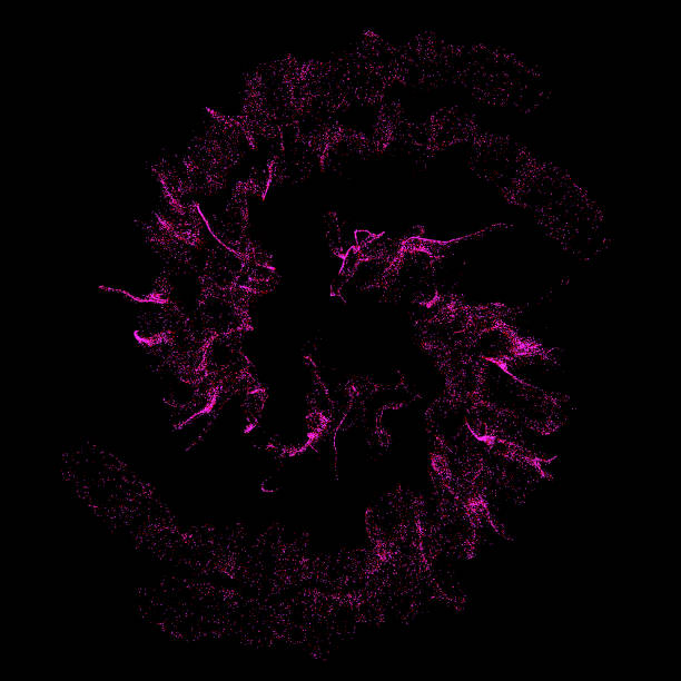 pink particles swirls on black background. 3d rendering