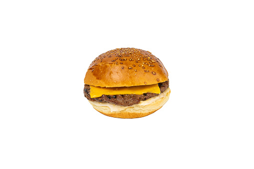 Cheeseburger isolated on a white background fastfood burger.