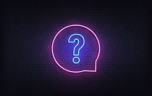 Question neon sign. Glowing neon quiz template. Question neon sign. Glowing neon quiz template. trivia stock illustrations