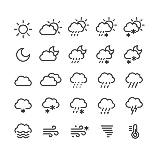 天気予報アイコンセット - storm cloud tornado thunderstorm storm点のイラスト素材／クリップアート素材／マンガ素材／アイコン素材