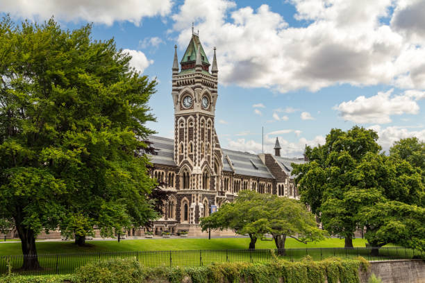 Main building of University of Otago in Dunedin, New Zealand Main building of University of Otago in Dunedin, South Island of New Zealand dunedin new zealand stock pictures, royalty-free photos & images