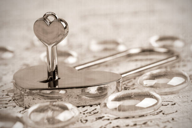 istock Lock in the form of a heart with key 1320815348