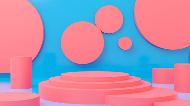 istock 3D illustration of red platform against a blue background 1320821052