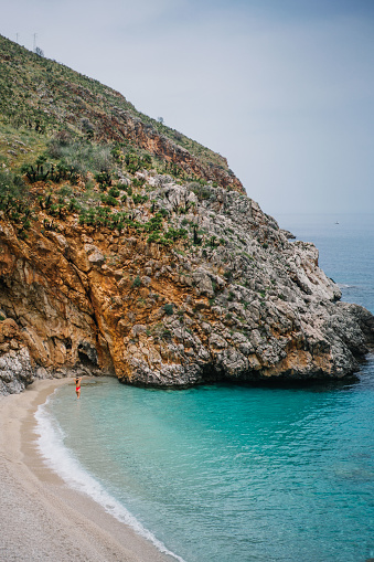 Beautiful beach coastal landscape in Balos, Crete, Greek Islands on a quiet sunny summer day