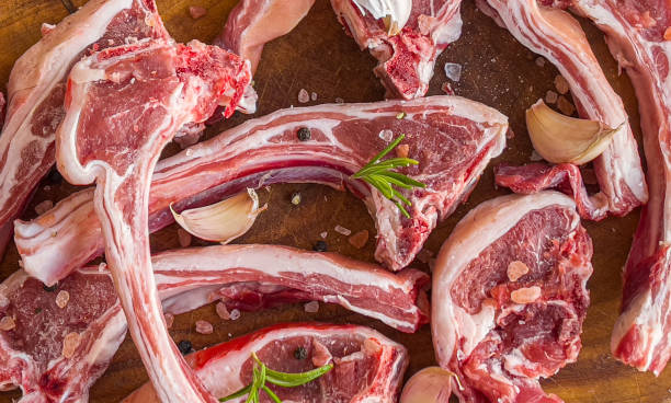 istock Raw lamb ribs with spices 1320828318