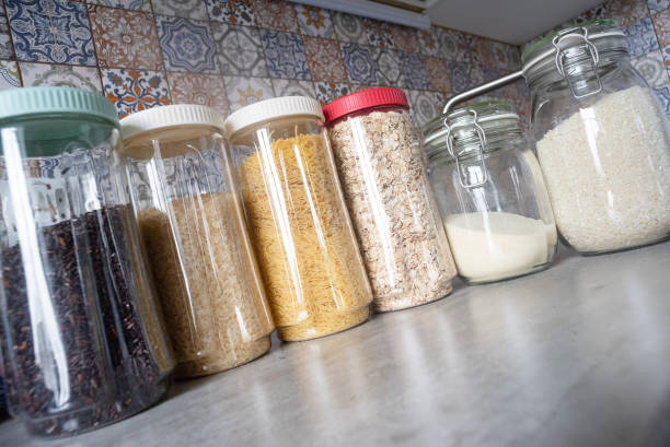 istock Assortment of cereals in plastic containers. 1320831687