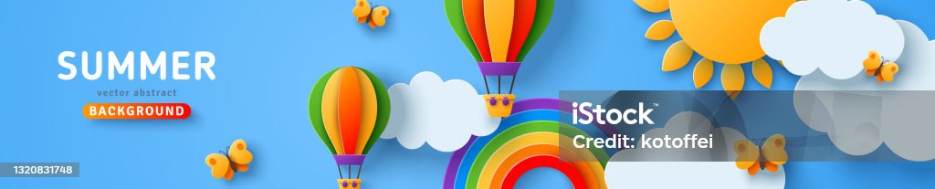 Summer/fall Header Summer Header Banner Paper Cut Stock Illustration - Download Image Now ...