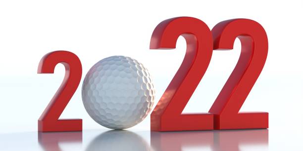 istock 2022 golf ball between red digits isolated on white background. 3d illustration 1320834635