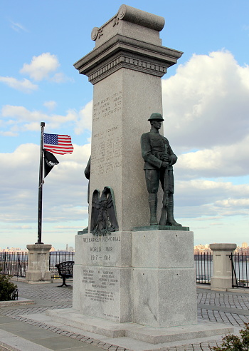 World War One Memorial, located at Hamilton Park overlooking Hudson River, Weehawken, NJ, USA