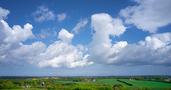 Rural scenery with green fields