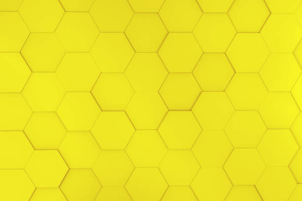 istock 3d illustration, Abstract hexagon yellow background 1320840259