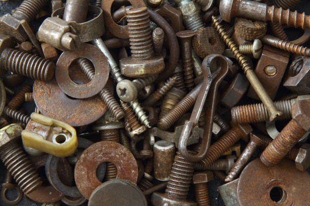 istock Rusty Old and rust Industrial Screw Nut and Bolt. Macro 1320843461