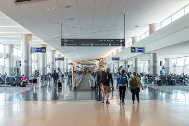 Arrival and Departure Gates in the New Salt Lake City Airport stock photo
