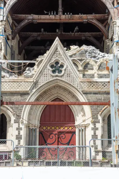 Photo of Ruin of famous Christchurch Cathedral after the earthquake of 2011, New Zealand