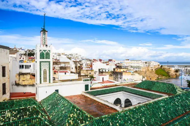 Photo of Beautiful panorama of old medina in city Tangier, Morocco