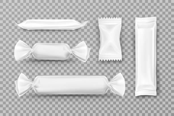 ilustrações, clipart, desenhos animados e ícones de pacote de polietileno branco para doces, barras de chocolate - chocolate candy bar chocolate candy foil