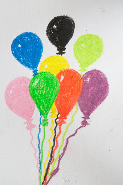 istock Drawing of Child Holding Balloons 1320851302